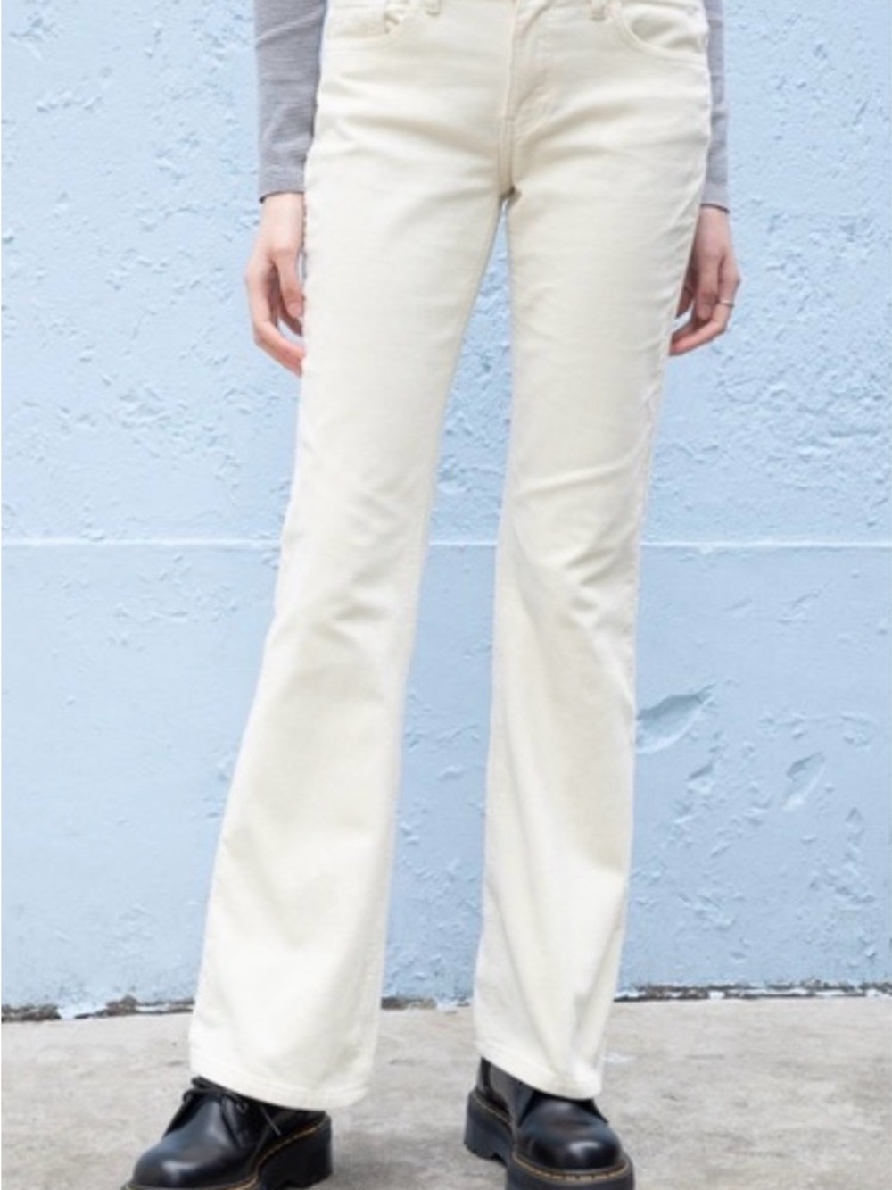 Brandy Melville Cream Flare Wide-Leg Jeans